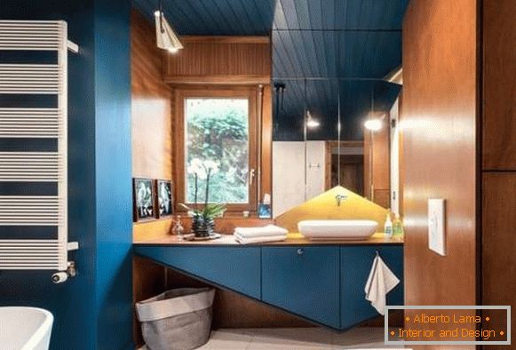 Beautiful bathrooms - photo in dark blue color