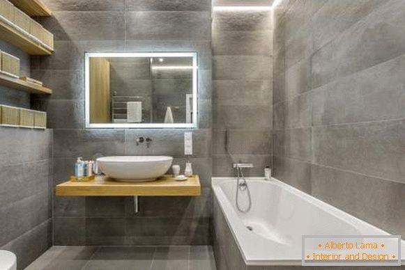 Beautiful bathroom - photo design in high-tech style