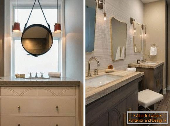 How beautiful to make a bathroom - photos of furniture and mirrors in the interior