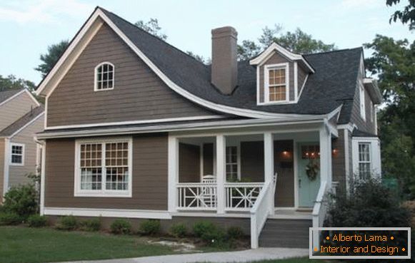 Dark gray color of the house and roof - photos of private houses 2016