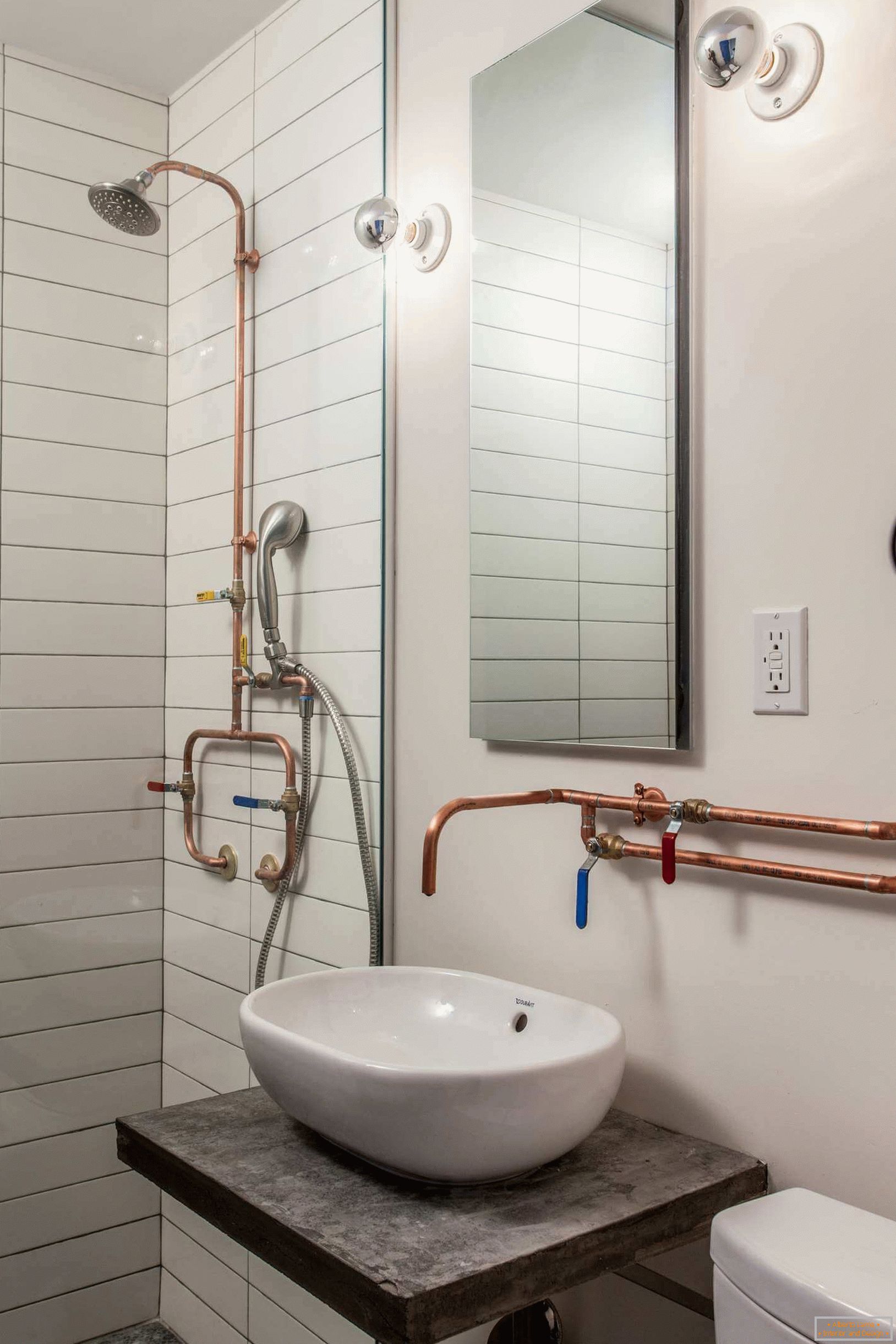 Copper faucets in the bathroom