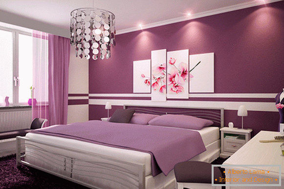 Lilac paint for walls in the apartment - photo