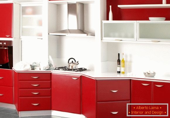 Red kitchen in the interior photo 15