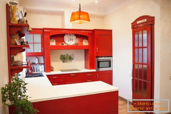 Red beige kitchen photo 45