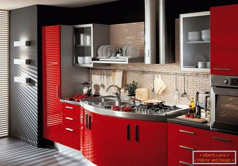 Red and black kitchen
