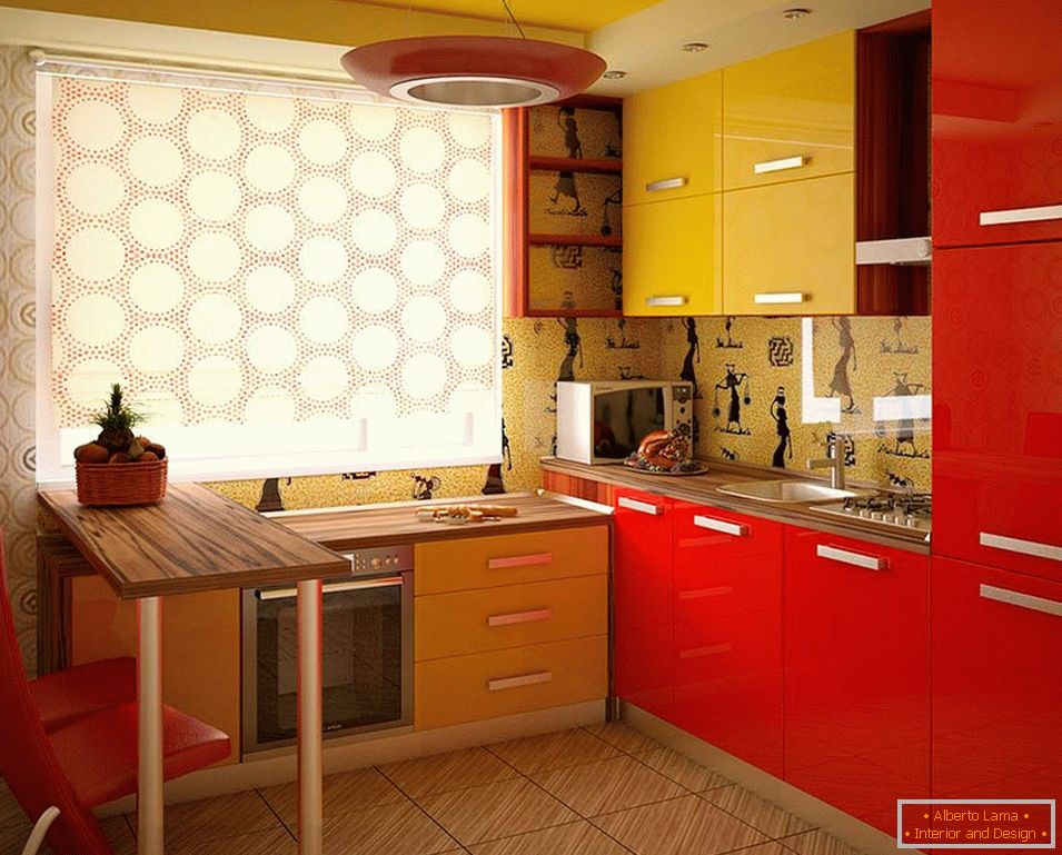 Red and yellow kitchen