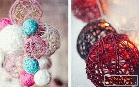 Decor of thread for knitting your own hands - photo ideas for home