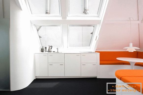 Creative interior of the apartment in orange color