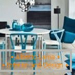 Blue furniture in a light interior