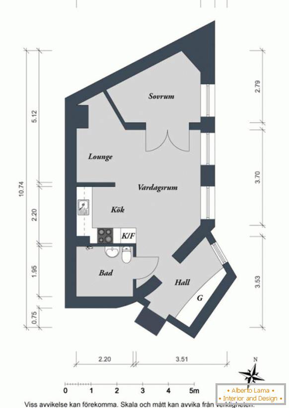 Original small apartment of 34 m2 in Sweden