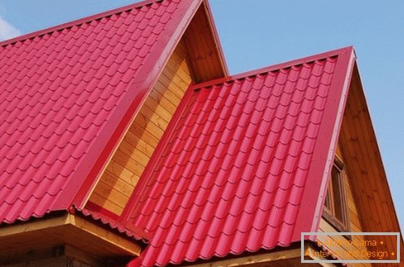 Red roof made of metal
