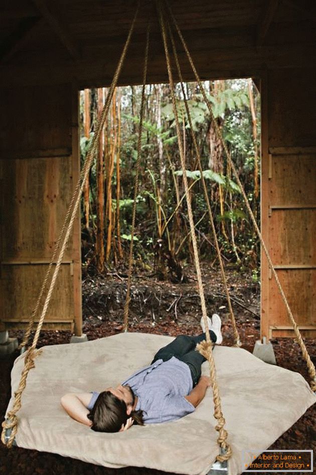 Suspended sitting area in a small house