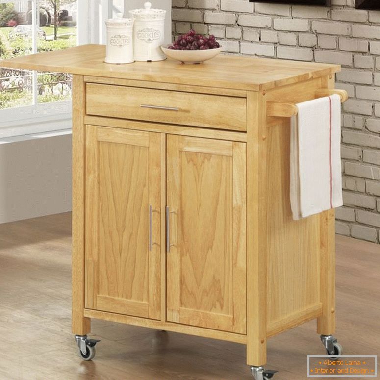 kitchen-islands-cart-having-steel-wheels-with-drop-leaf-made-of-wood-in-natural-lacquer-finished-as-well-as-kitchen-utility-cart-on-wheels-plus-painted-kitchen-island-with-wheels
