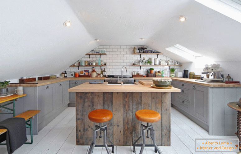 kitchen-made-on-the-attic-with-the-island-made-of-reclaimed-wood