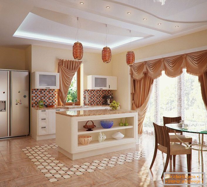 For the Baroque kitchen, lighting is unusual.