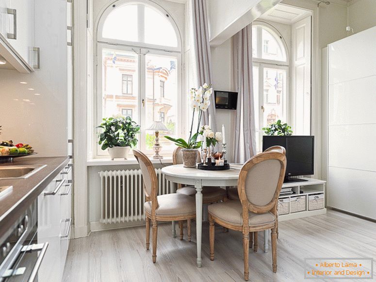 Interior design of an apartment of 22 square meters in Scandinavian style