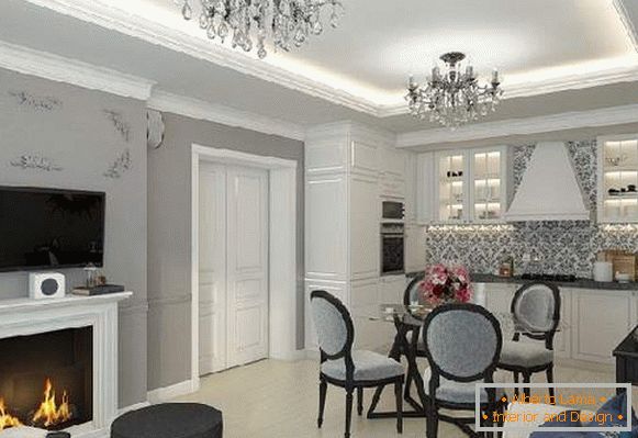 The interior design of the living room kitchen is 20 sq. M, photo 31