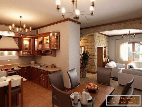 kitchen design of a living room in a private house, photo 30