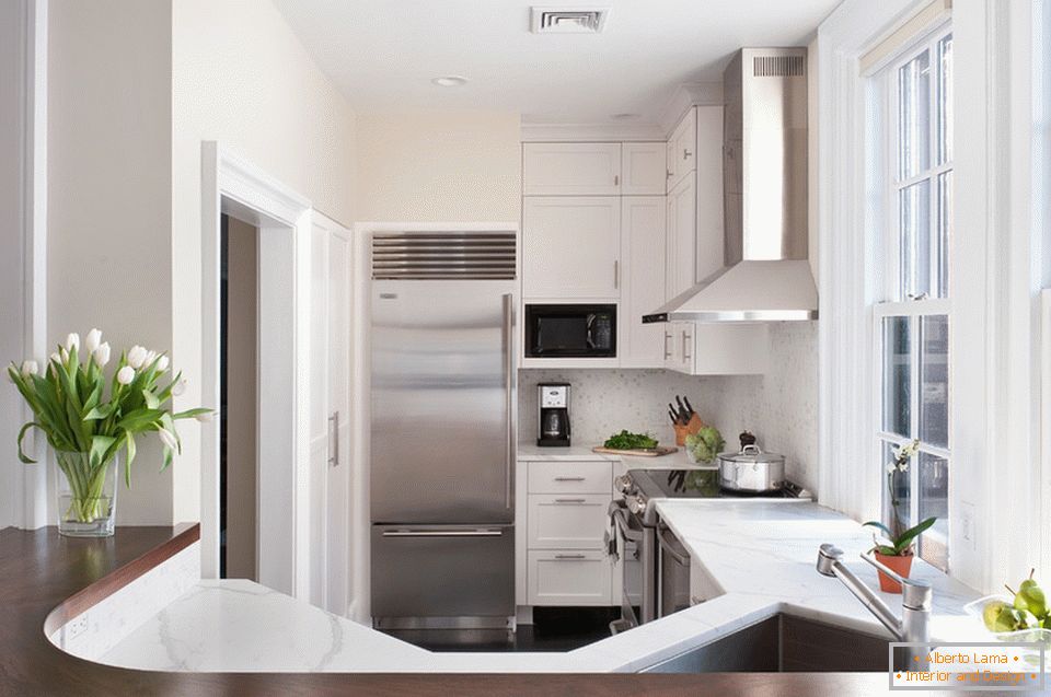 White decoration of a small kitchen