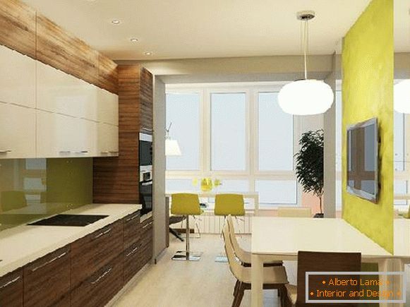 kitchen, combined with a balcony, photo 1