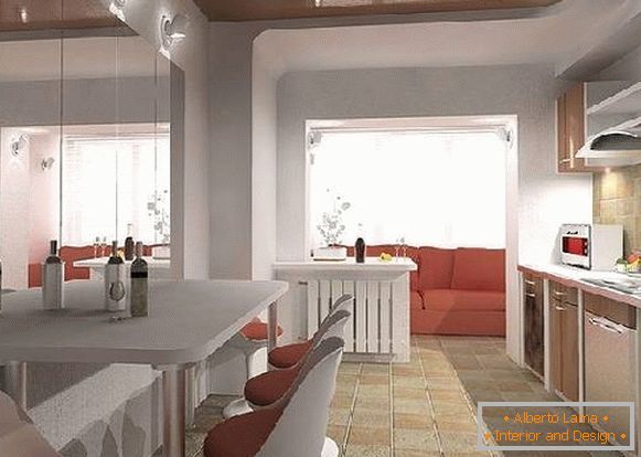 kitchen design with a balcony of 12 sq.m., photo 21
