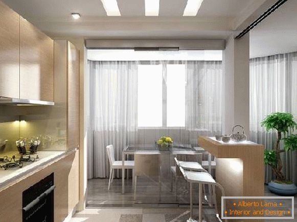 kitchen design with a balcony of 12 sq.m., photo 5