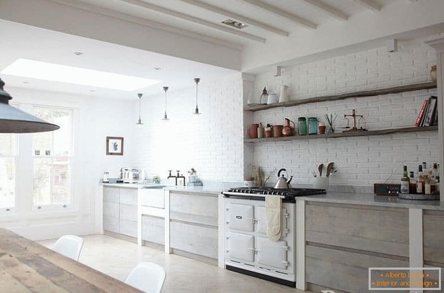 A huge kitchen in the Scandinavian style