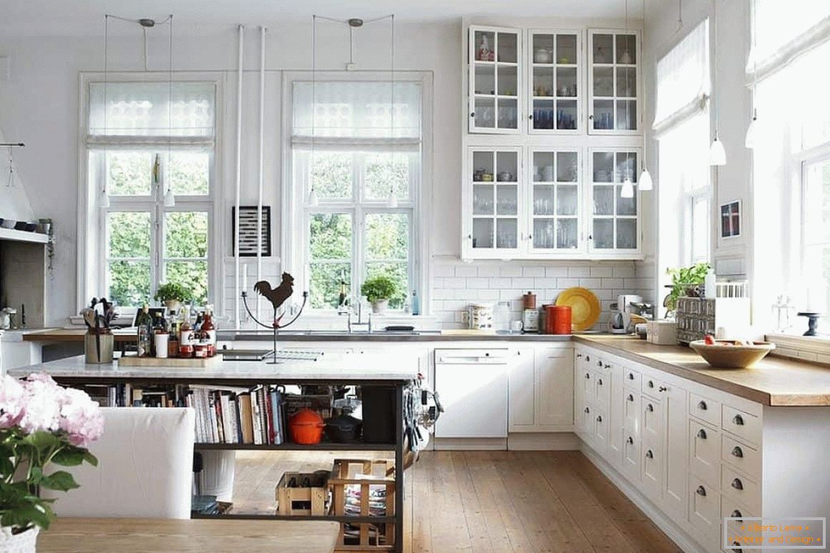Wooden floor in a Scandinavian style kitchen
