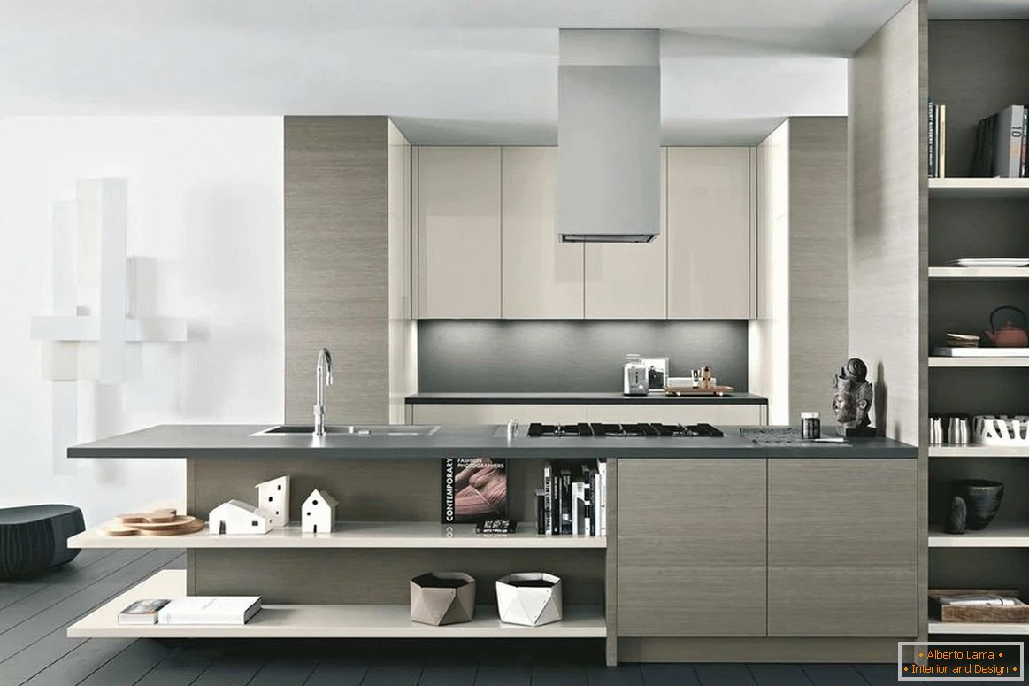 Kitchen in modern style in light colors