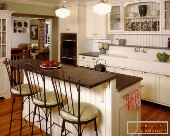 White kitchen with black worktops