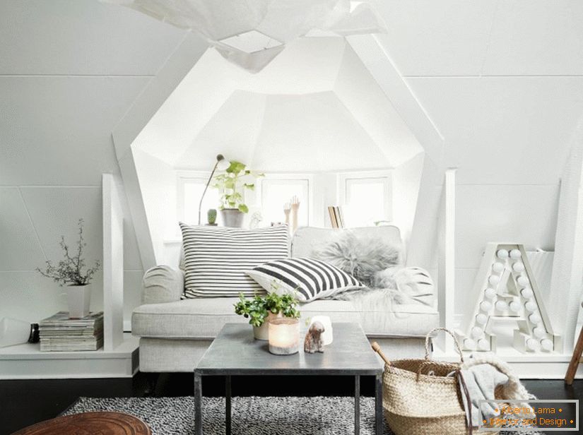 Interior design over bed house in Sweden