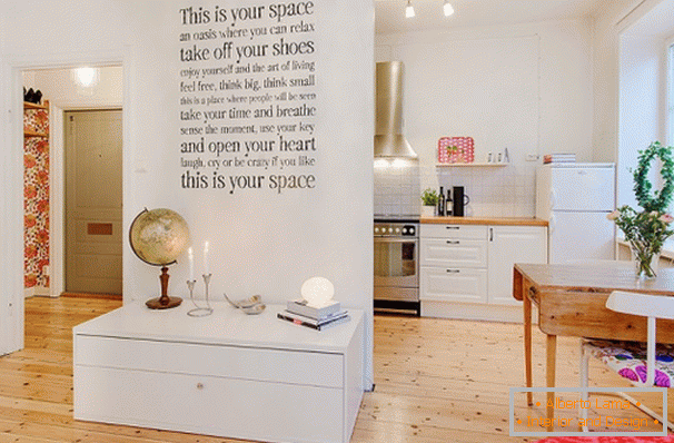 Kitchen and dining room in Scandinavian style