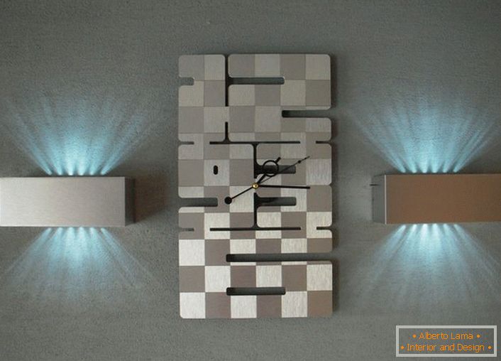 Wall sconces in an interesting high-tech performance.