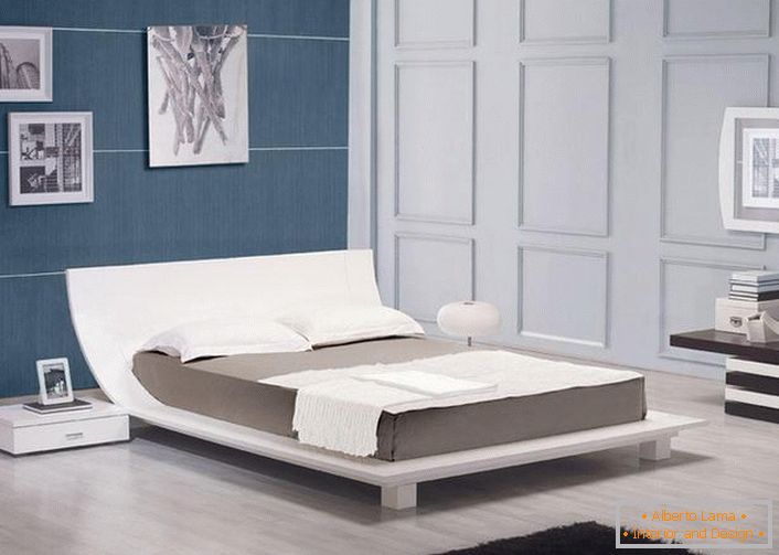 Classic colors in the design of the bedroom in the style of high-tech. Add pictures to the interior of the room with your sense of environment.