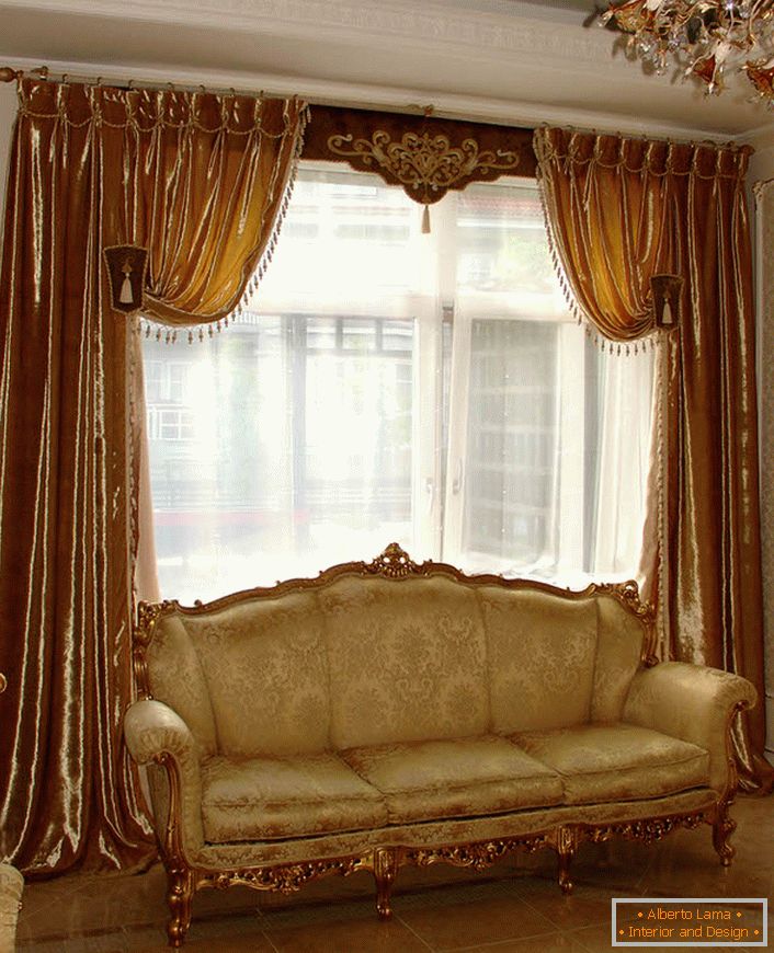 Golden decoration of the living room