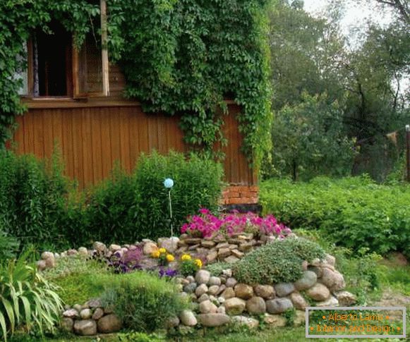 Landscaping of the courtyard of a private house with their own hands - with an alpine slide