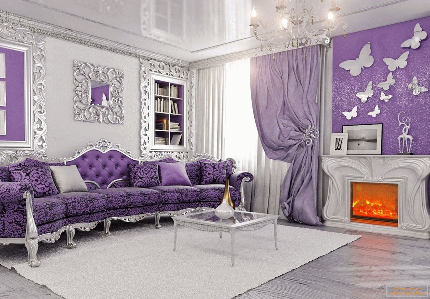 Interior design in lavender color