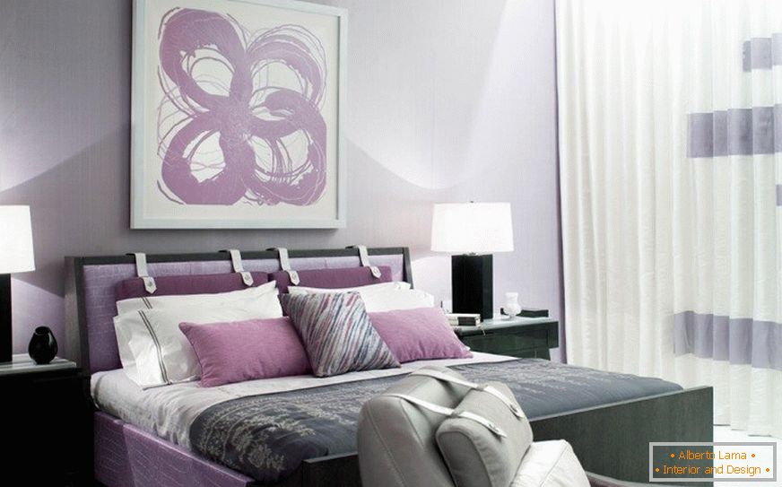 Lilac color in the modern bedroom