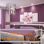 Lilac decor of the bedroom