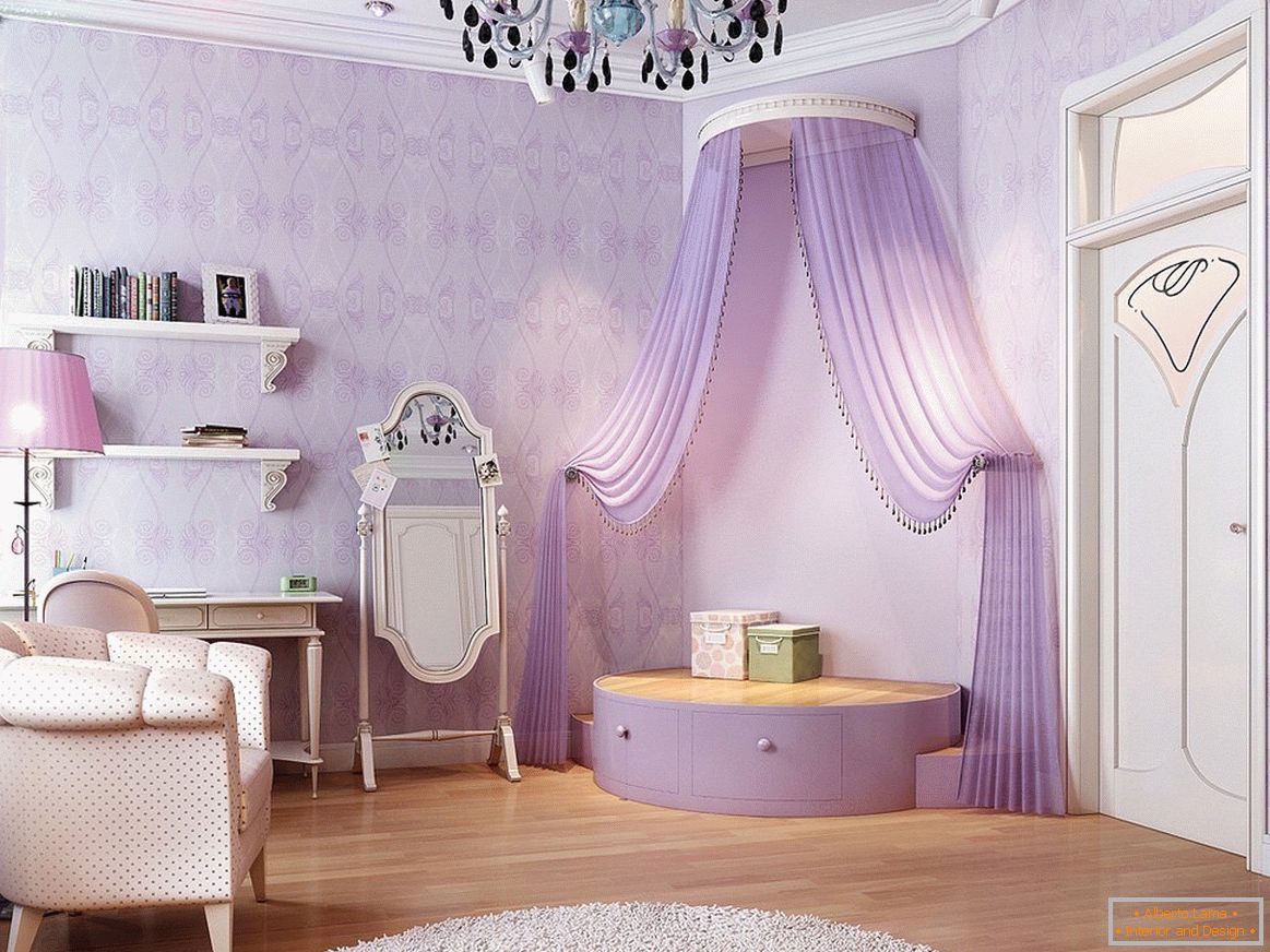 Lilac textiles in the interior