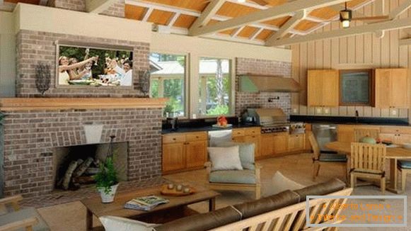 Decorative decorations in a summer kitchen with a veranda, photo 5