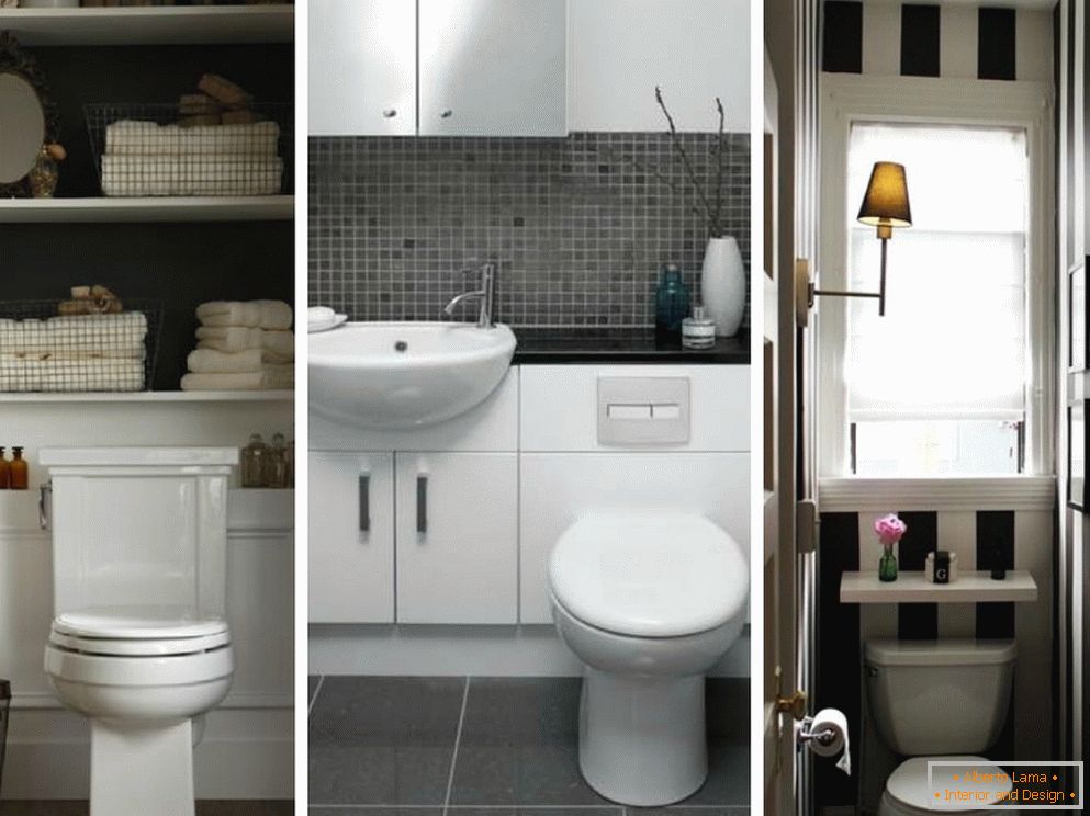 Small bathrooms in black and white
