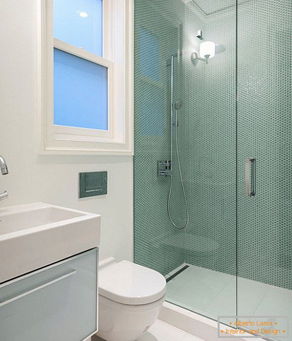 Glass shower in a compact bathroom