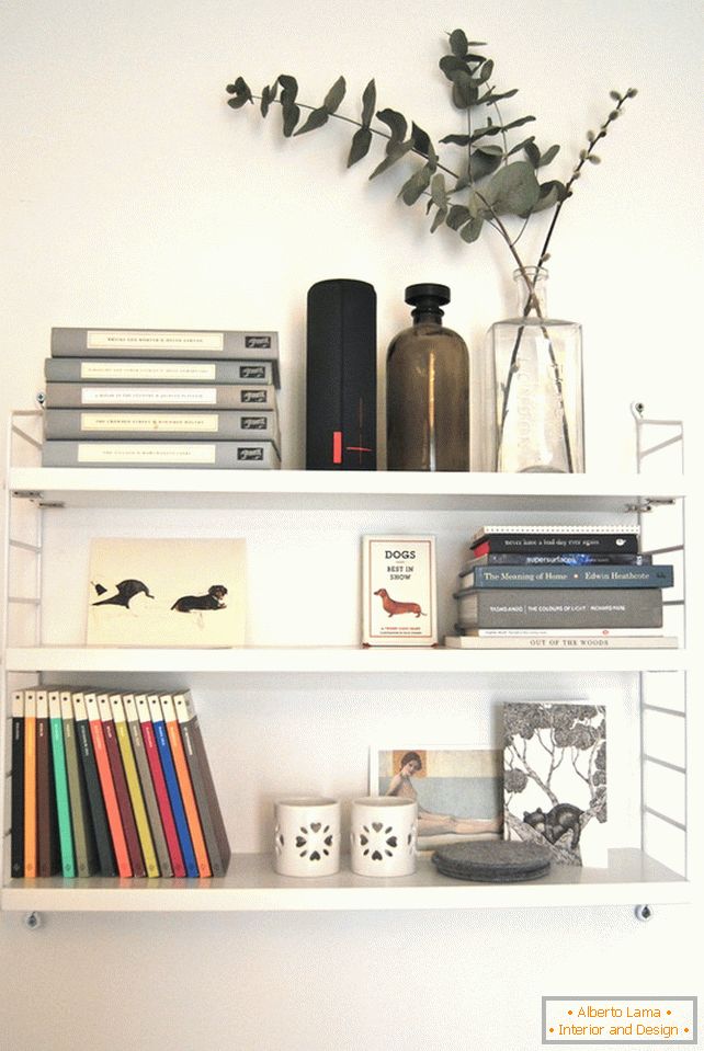 Open shelves on the wall