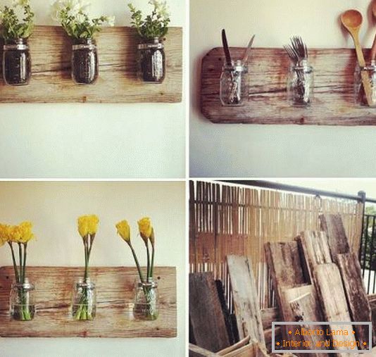 Homemade shelves with jars