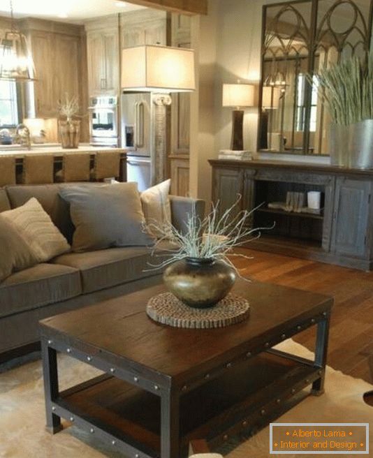 Stylish coffee table in the interior