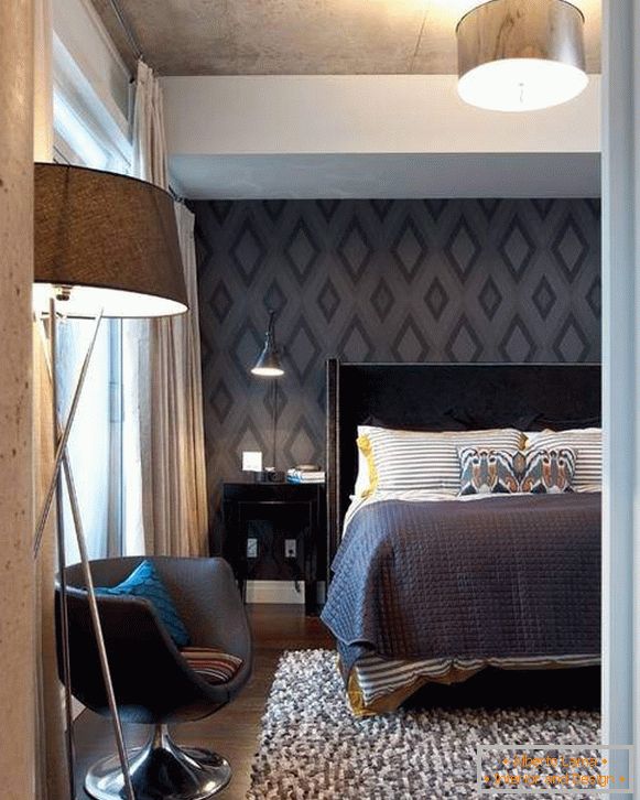 Black wallpaper for bedroom with a pattern