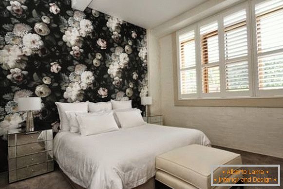 Two types of wallpaper in the interior of the bedroom - stylish design photo