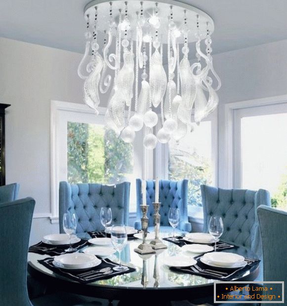 crystal chandelier in the kitchen photo 01