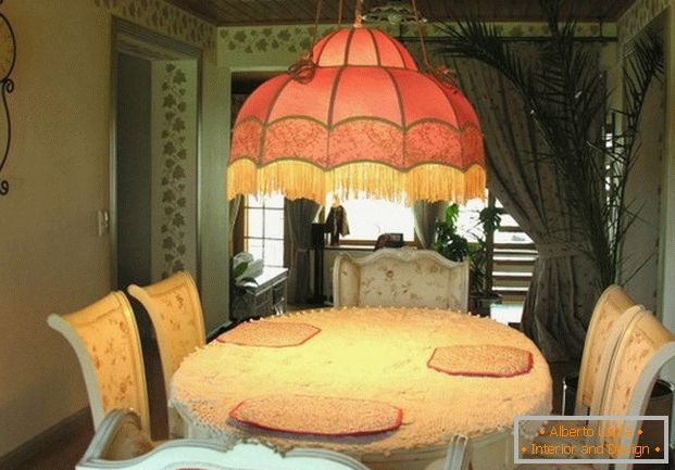 chandelier with lampshade for kitchen design